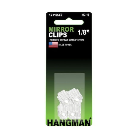 Hangman Products Hangman Products 5911318 12 Piece Hanger Mirror Holder Clip  Unframed Mirror 5911318